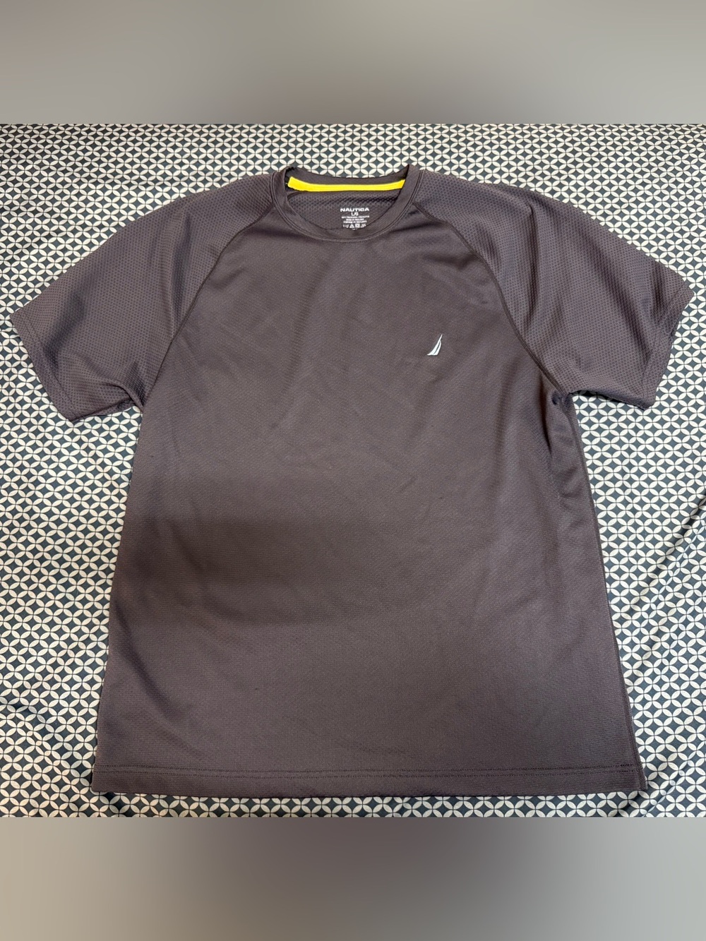 Nautica Black Performance Tee with Yellow Neck Trim